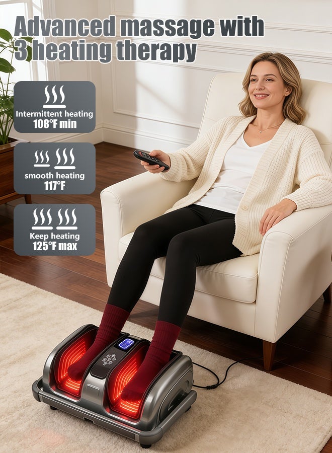 جهاز تدليك كهربائي للقدمين، جهاز تدليك متعدد الوظائف للساقين وعضلات الساق مع 3 أوضاع، مع إمكانية ضبط الحرارة والضغط، وحامل دوار 360 درجة، وشاشة LCD تعمل باللمس، وجهاز تحكم عن بعد للقدمين والساقين - Image 4